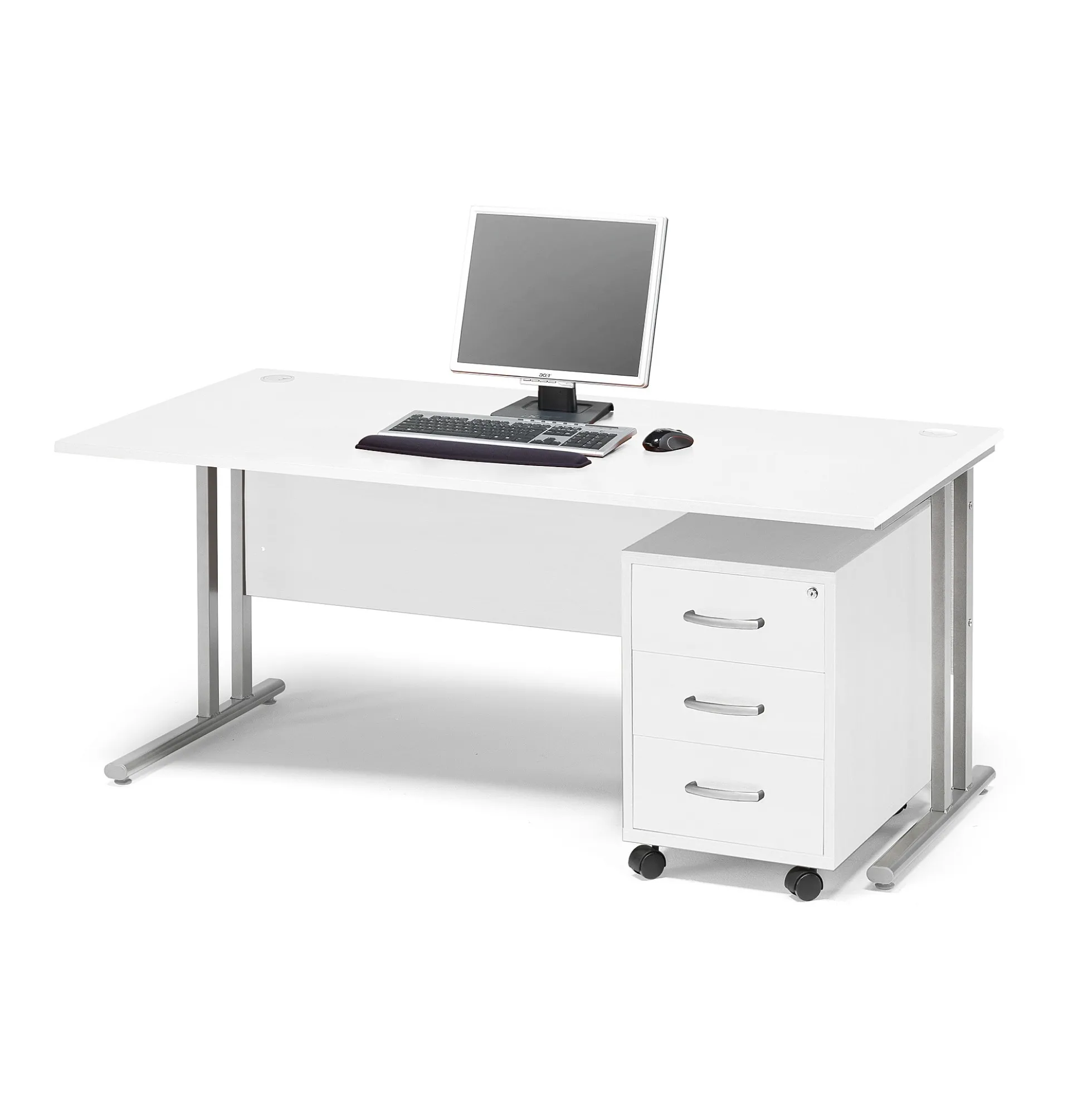 Pakettitarjous FLEXUS Työpöytä + 3-vetolaatikon laatikosto, 1600x800 mm, valkoinen
