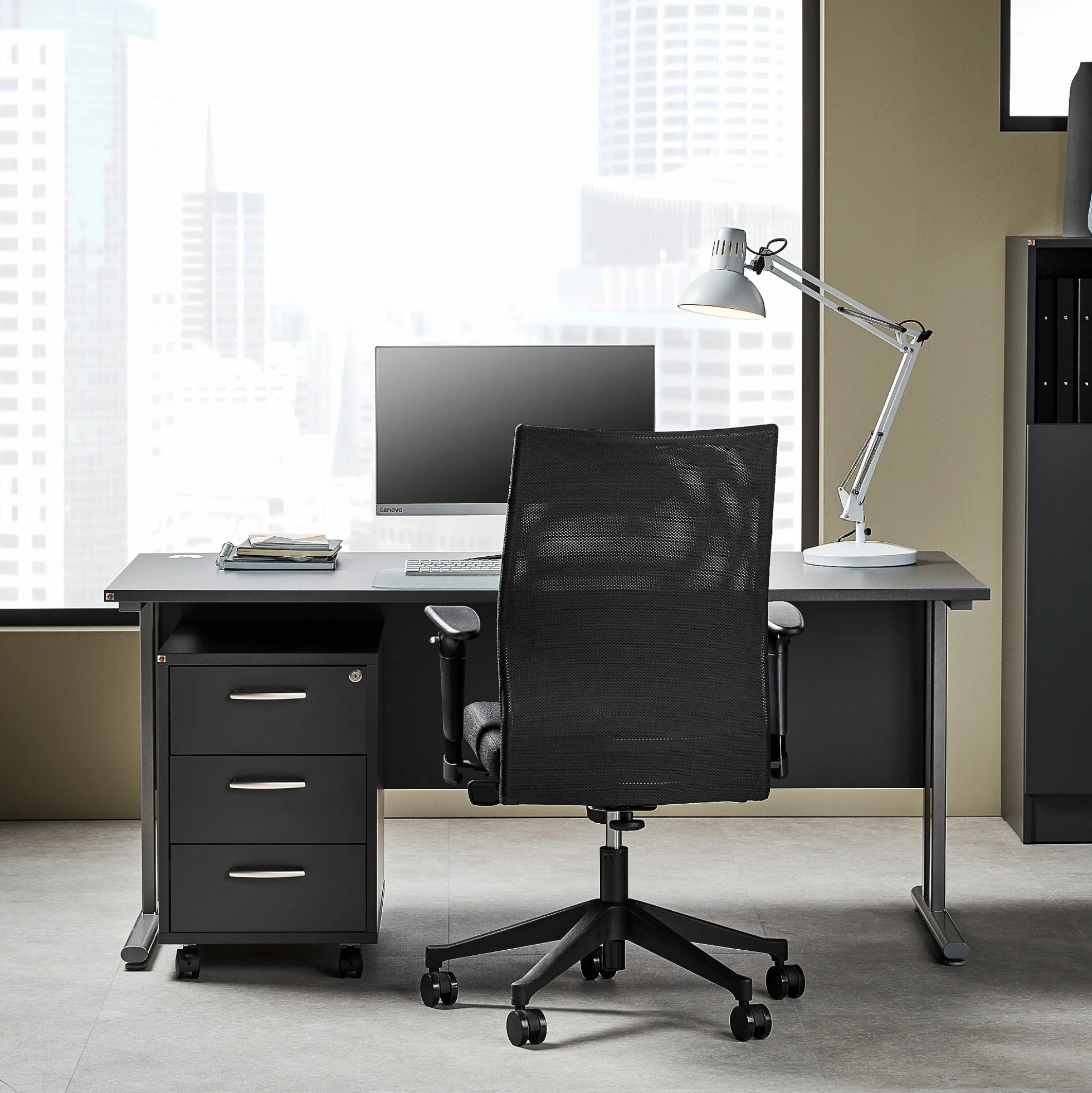 Pakettitarjous FLEXUS Työpöytä + 3-vetolaatikon laatikosto, 1600x800 mm, harmaa