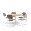 Pakettitarjous VERTICUS + DAWSON 1 pöytä ja 5 beige/valkoista tuolia