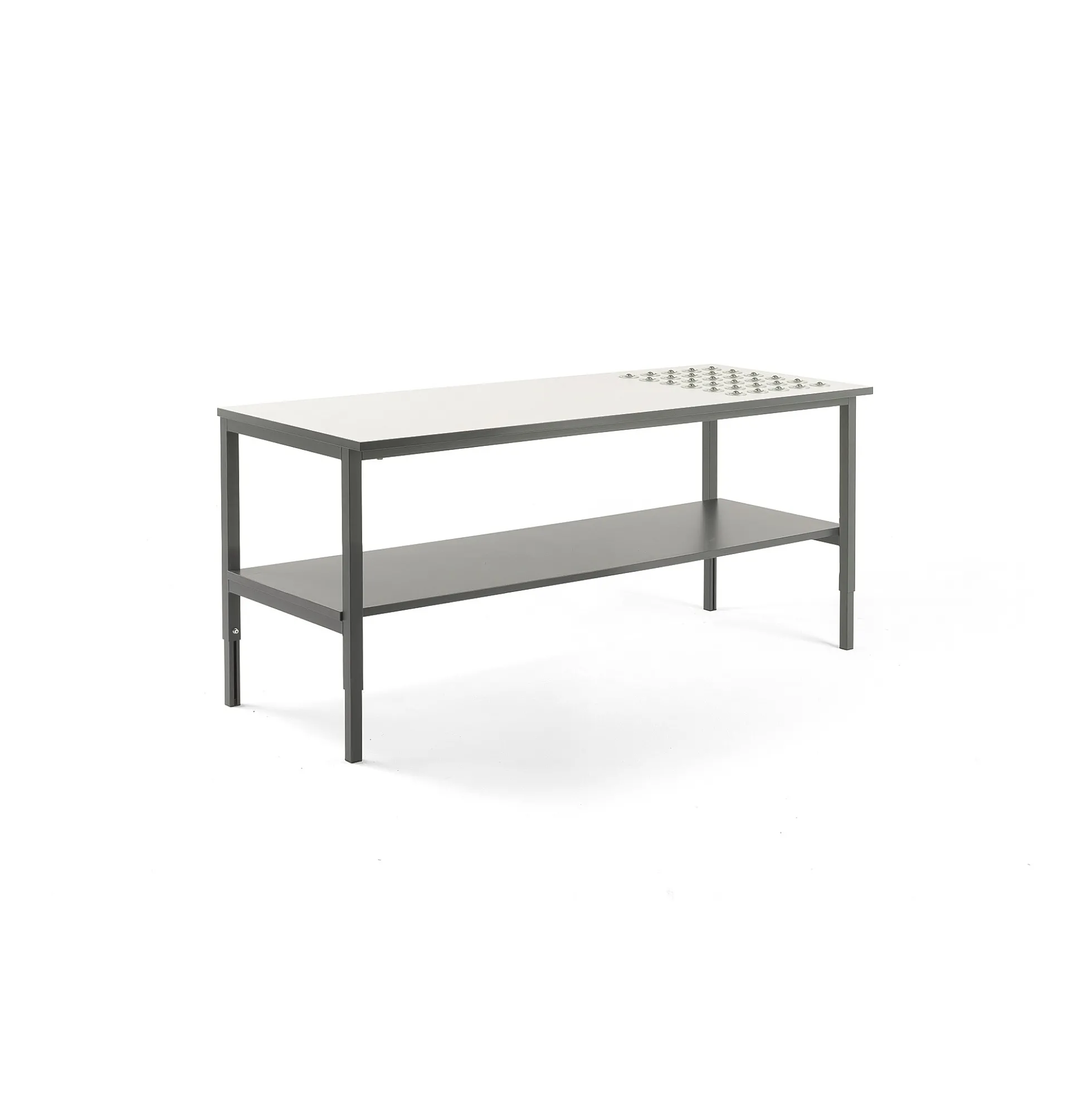 Pakkauspöytä CARGO Alahylly, rullat, 2400x750 mm, valkoinen pöytälevy