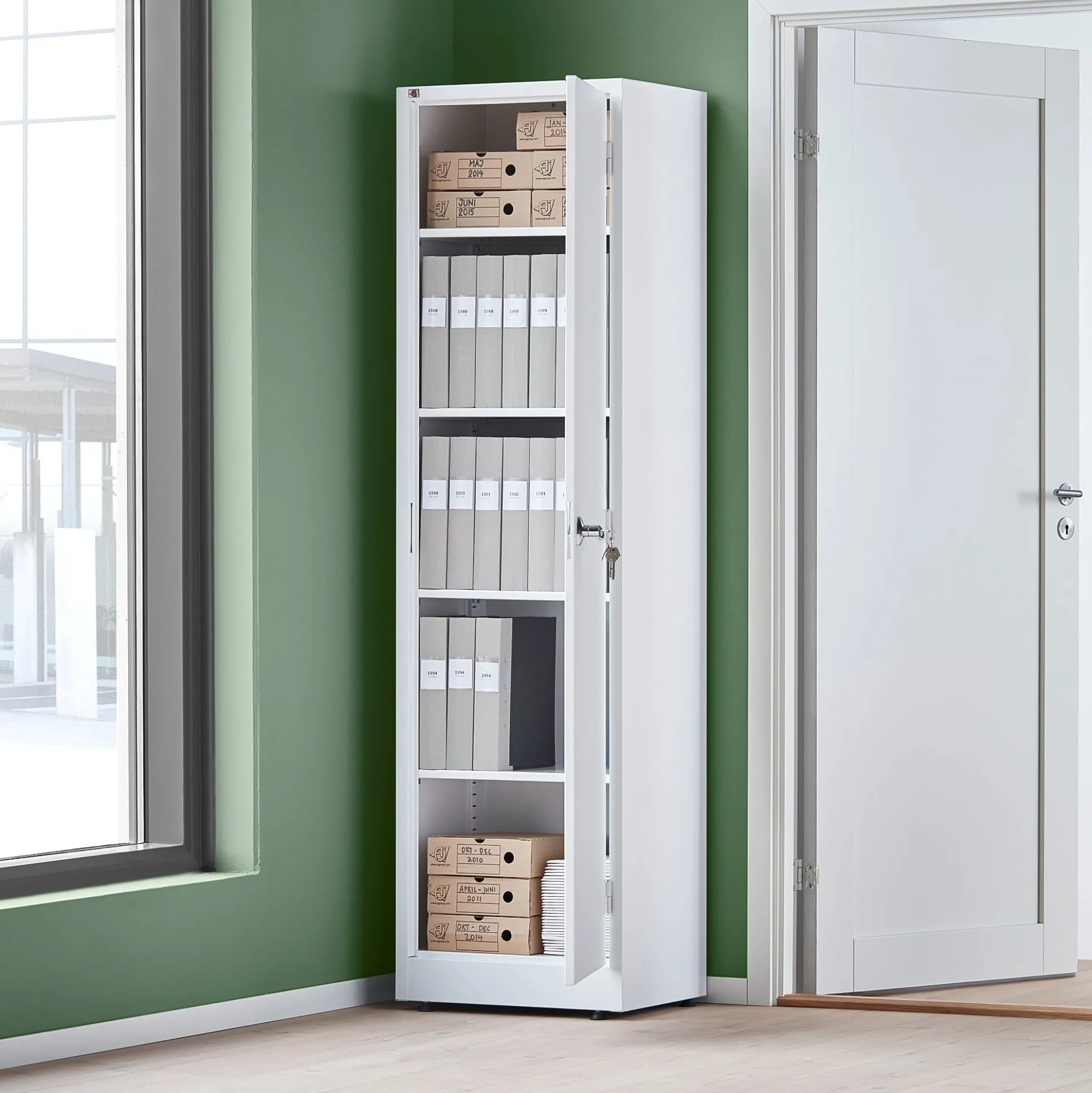 Peltinen arkistokaappi SMART 1900x530x400 mm, valkoinen