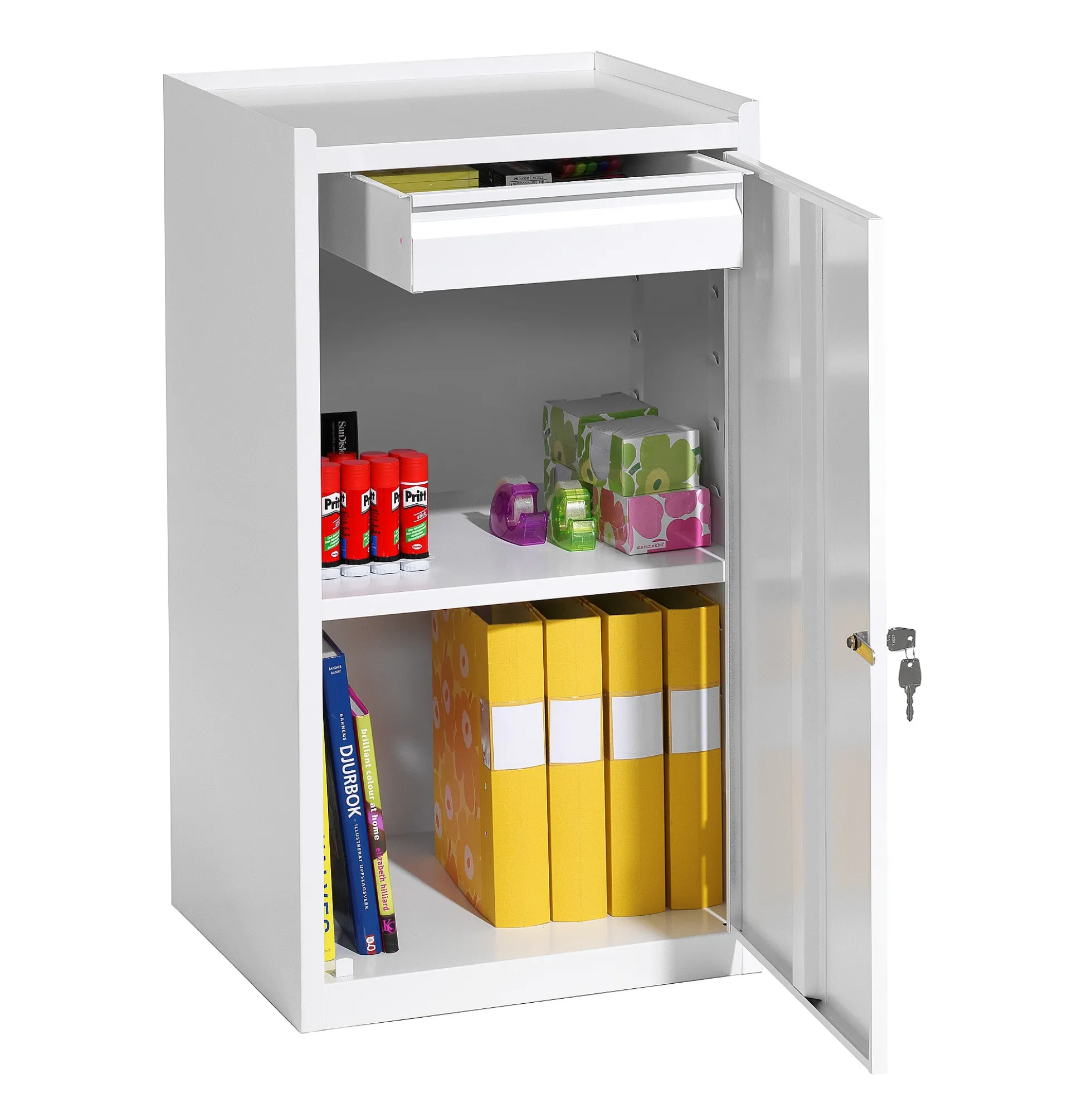 Peltinen säilytyskaappi SERVE 900x500x450 mm, valkoinen