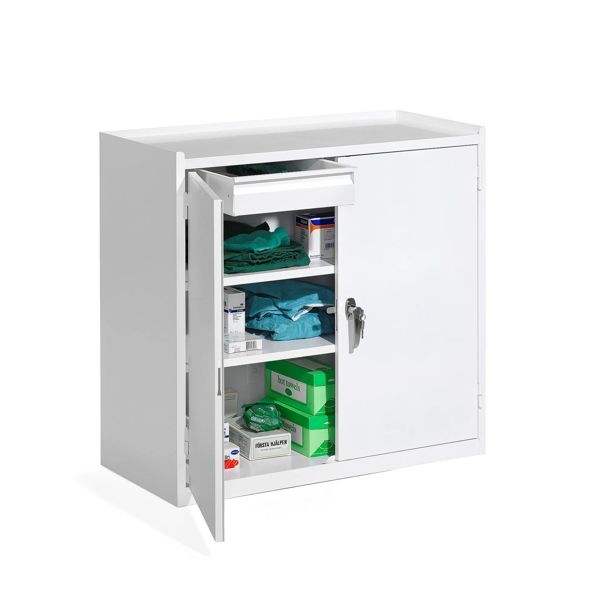 Peltinen säilytyskaappi SERVE 900x950x450 mm, valkoinen