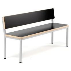 Penkki BURÅS Selkänoja, 1510x420 mm, kokonaiskorkeus: 735 mm, musta, hopeanharmaa