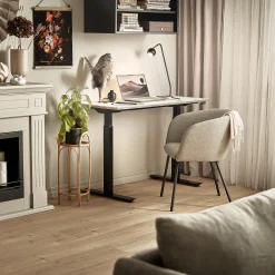 Pieni sähköpöytä NOVUS 1200x600 mm, musta jalusta, valkoinen työtaso