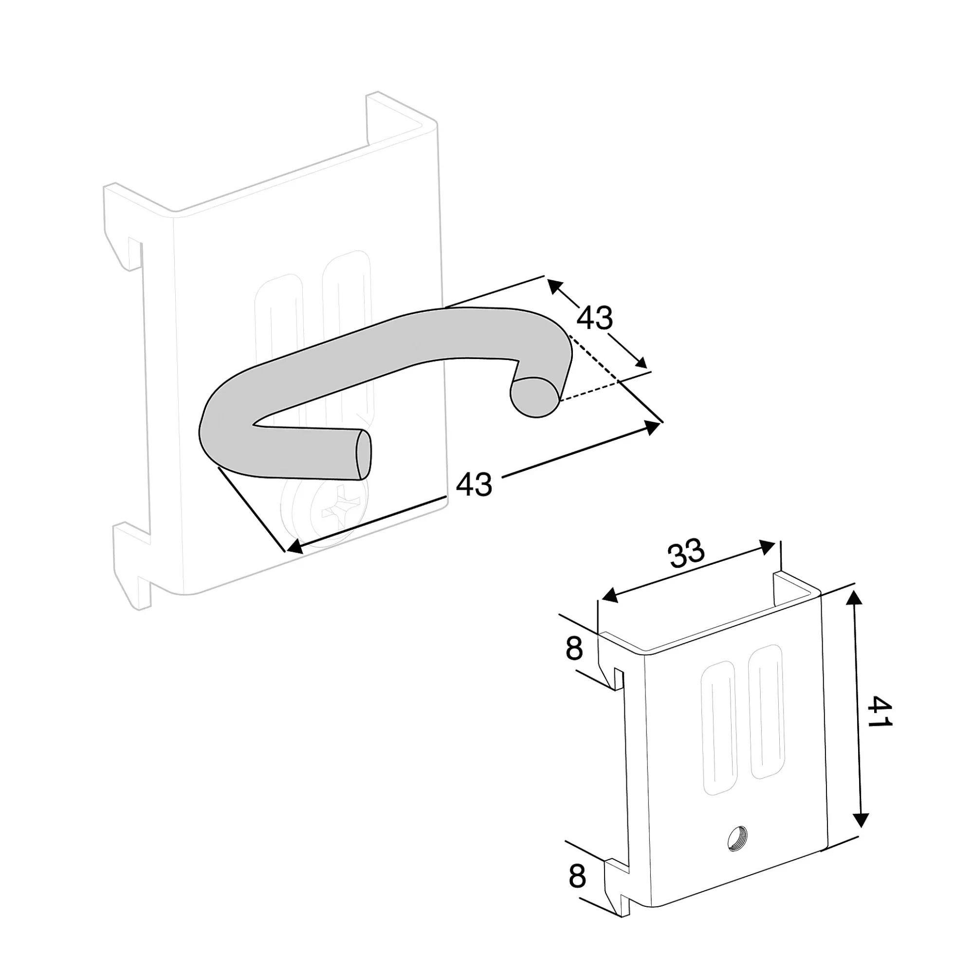 Pihtikoukku Leveys: 43 mm, 5 kpl