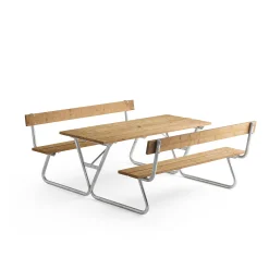 Piknikpöytä PICNIC PINE Erikoispitkä, selkänojat, 1800 mm, ruskea