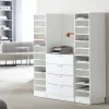Postinlajitteluhylly QBUS 22 hyllytasoa + 4 vetolaatikkoa, sokkeli, 1636x1600x420 mm, valkoinen