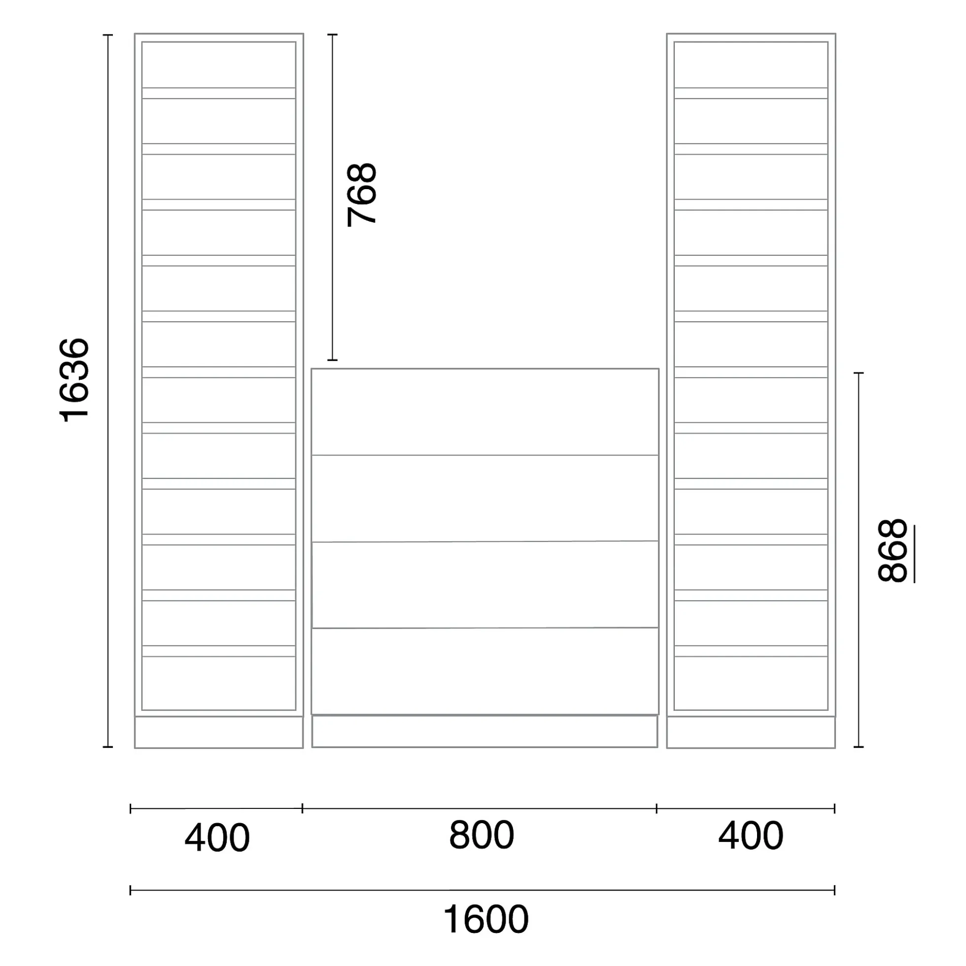 Postinlajitteluhylly QBUS 22 hyllytasoa + 4 vetolaatikkoa, sokkeli, 1636x1600x420 mm, valkoinen