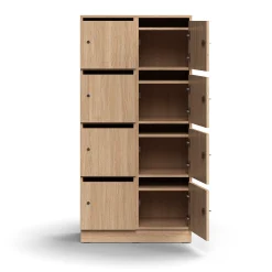 Postinlajittelukaappi QBUS 8 lokeroa, sokkeli, 1636x800x420 mm, tammi