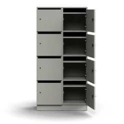 Postinlajittelukaappi QBUS 8 lokeroa, sokkeli, 1636x800x420 mm, vaaleanharmaa