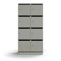 Postinlajittelukaappi QBUS 8 lokeroa, sokkeli, 1636x800x420 mm, vaaleanharmaa