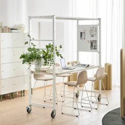 Projektipöytä TEAMWORK Pyörällinen, tarvikelaatikko, työkalupaneeli, valkoinen/saarni
