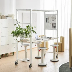 Projektipöytä TEAMWORK Pyörällinen, tarvikelaatikko, työkalupaneeli, valkoinen/saarni