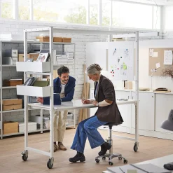Projektipöytä TEAMWORK Pyörällinen, tarvikelaatikko, työkalupaneeli, valkoinen, valkotaulupöytälevy