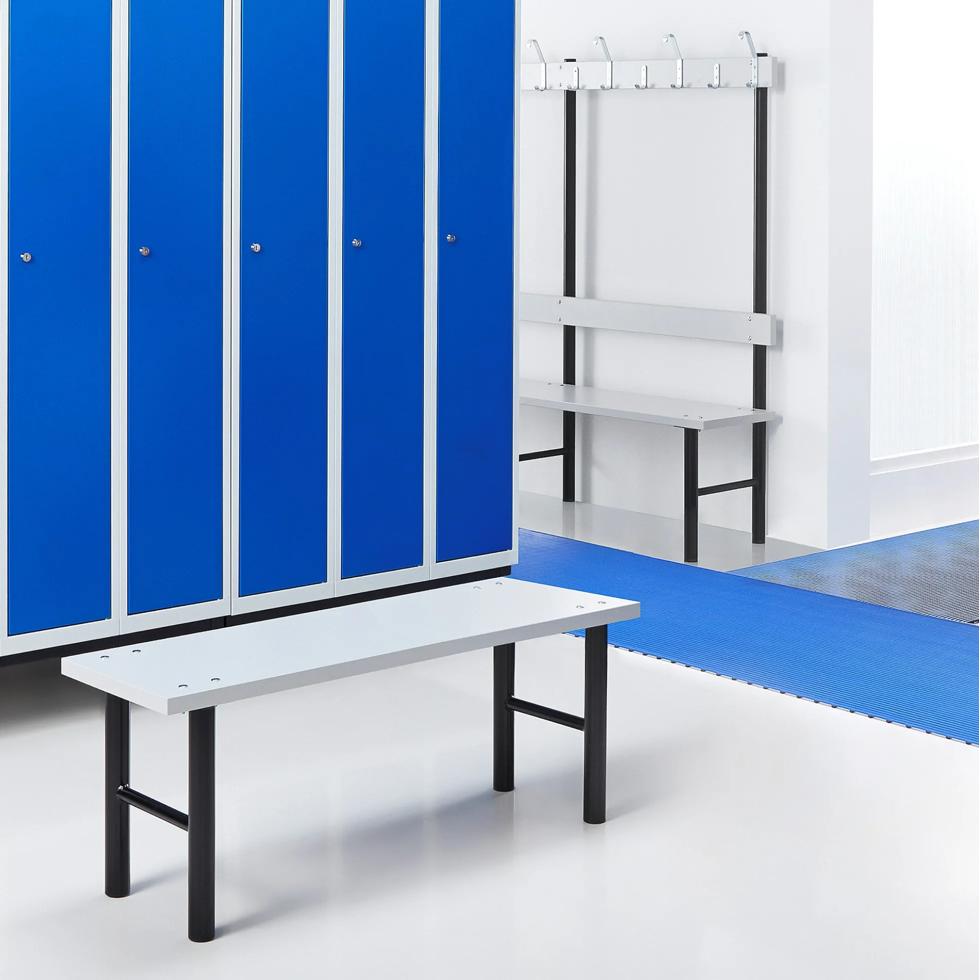 Pukuhuoneen penkki STADIUM 1000x360x430 mm, harmaa, musta