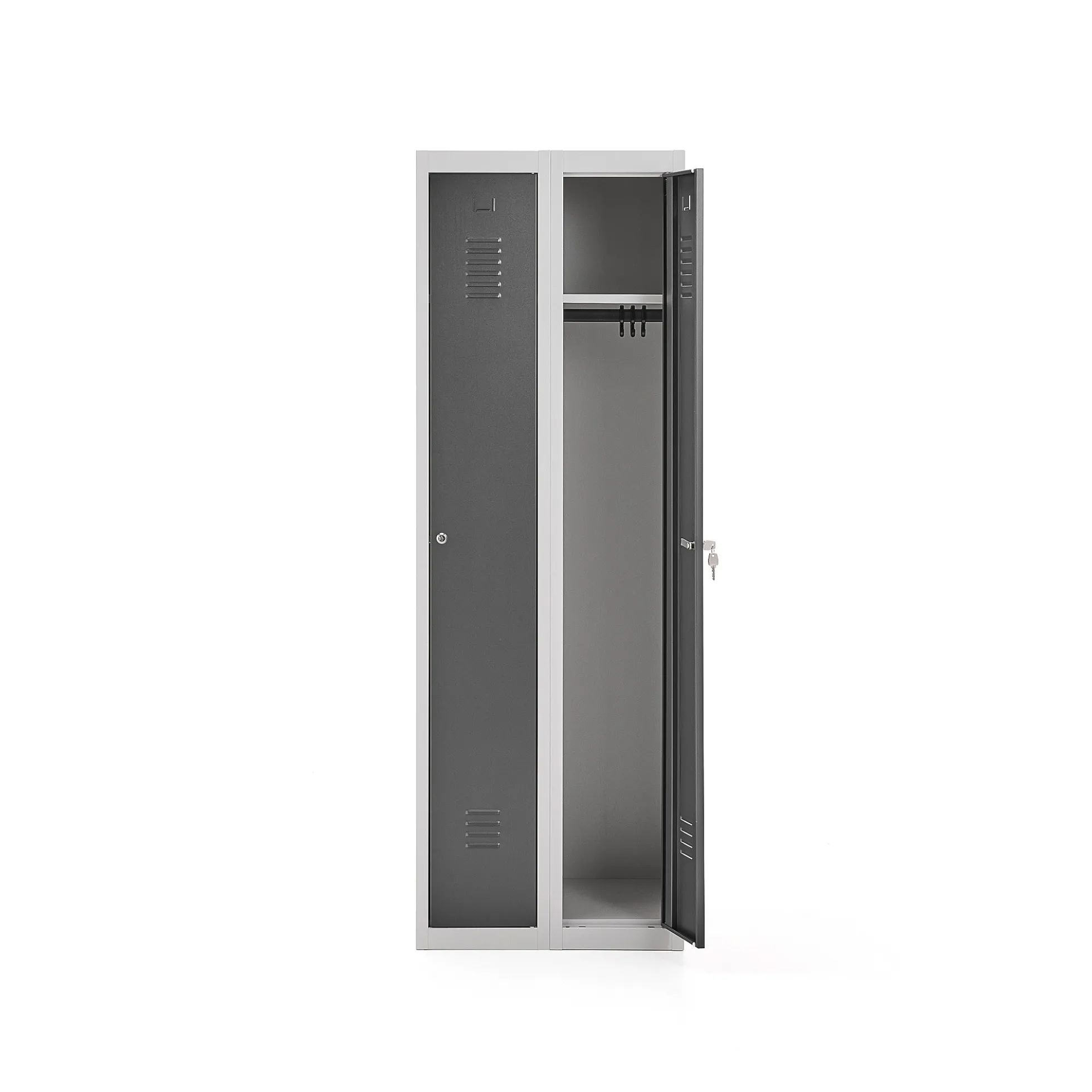 Pukukaappi CLICK 2 ovea, 2 osaa 1800x600x500 mm, harmaa runko, tummanharmaa ovi