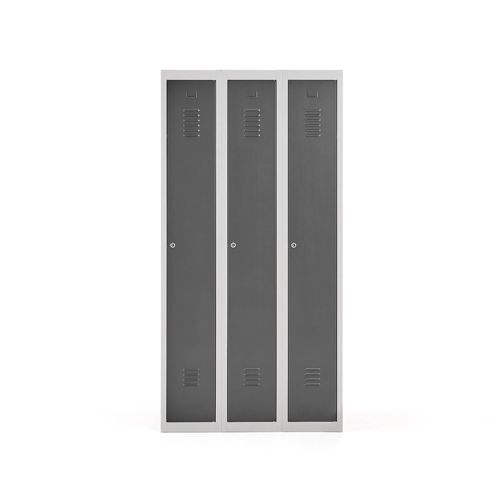 Pukukaappi CLICK 3 ovea, 3 osaa, 1800x900x500 mm, harmaa runko, tummanharmaa ovi