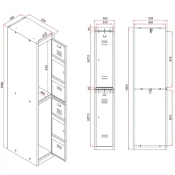 Pukukaappi CLICK 8 ovea, 4 osaa, 1800x1200x500 mm, harmaa runko, tummanharmaa ovi