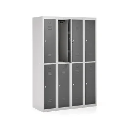 Pukukaappi CLICK 8 ovea, 4 osaa, 1800x1200x500 mm, harmaa runko, tummanharmaa ovi