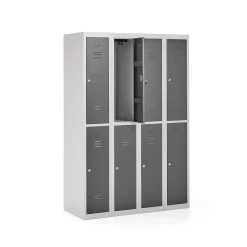 Pukukaappi CLICK 8 ovea, 4 osaa, 1800x1200x500 mm, harmaa runko, tummanharmaa ovi