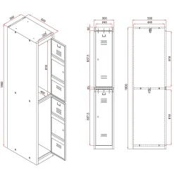 Pukukaappi CLICK 4 ovea, 2 osaa, 1800x600x500 mm, harmaa runko, tummanharmaa ovi
