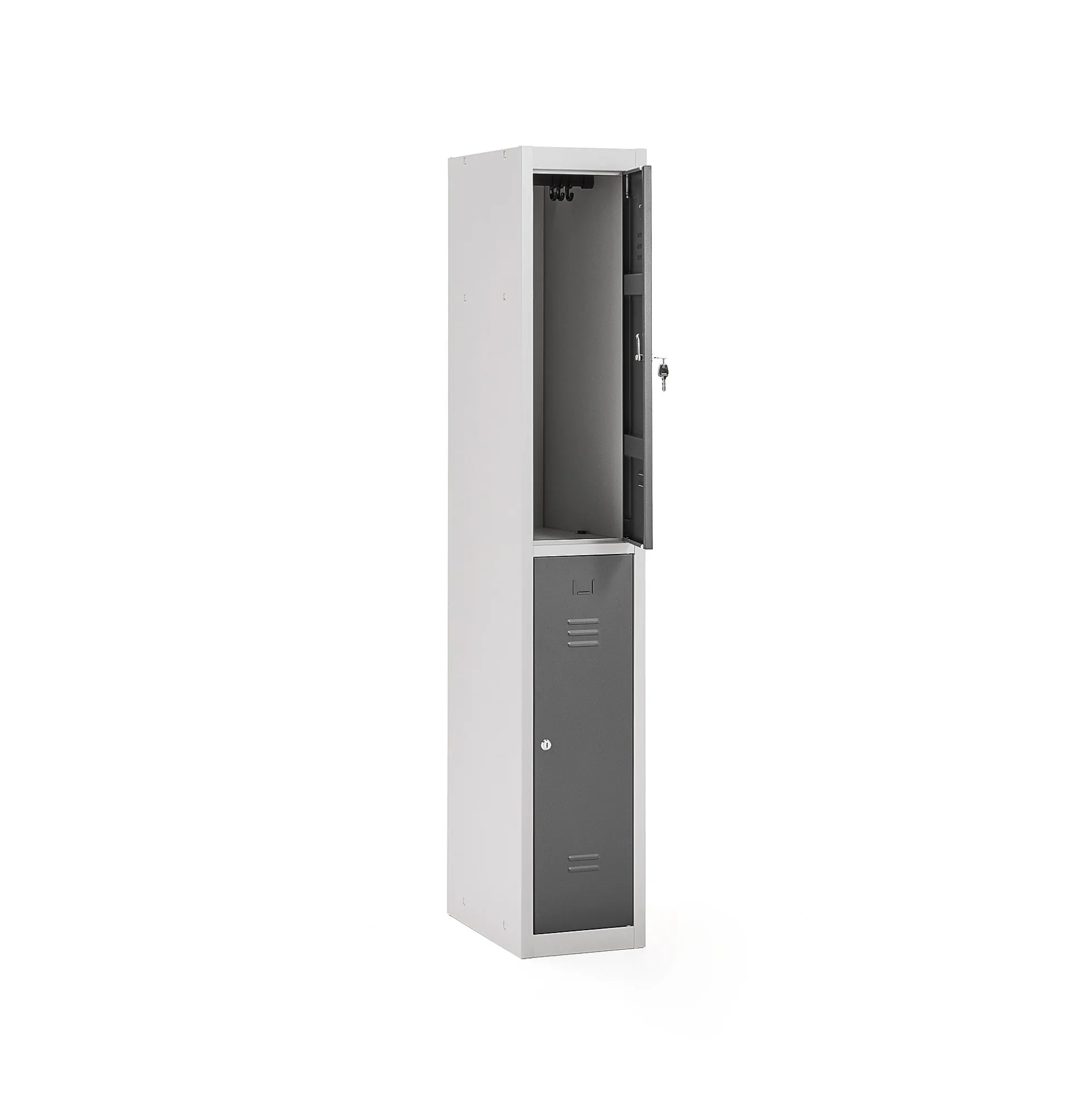 Pukukaappi CLICK 2 ovea, 1 osa, 1800x300x500 mm, harmaa runko, tummanharmaa ovi