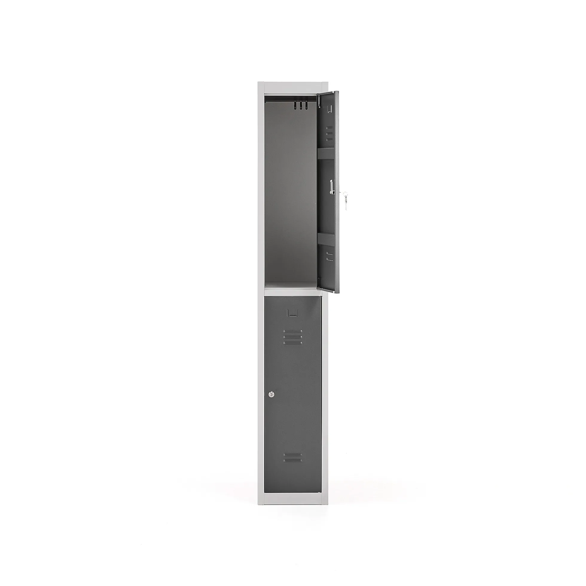 Pukukaappi CLICK 2 ovea, 1 osa, 1800x300x500 mm, harmaa runko, tummanharmaa ovi