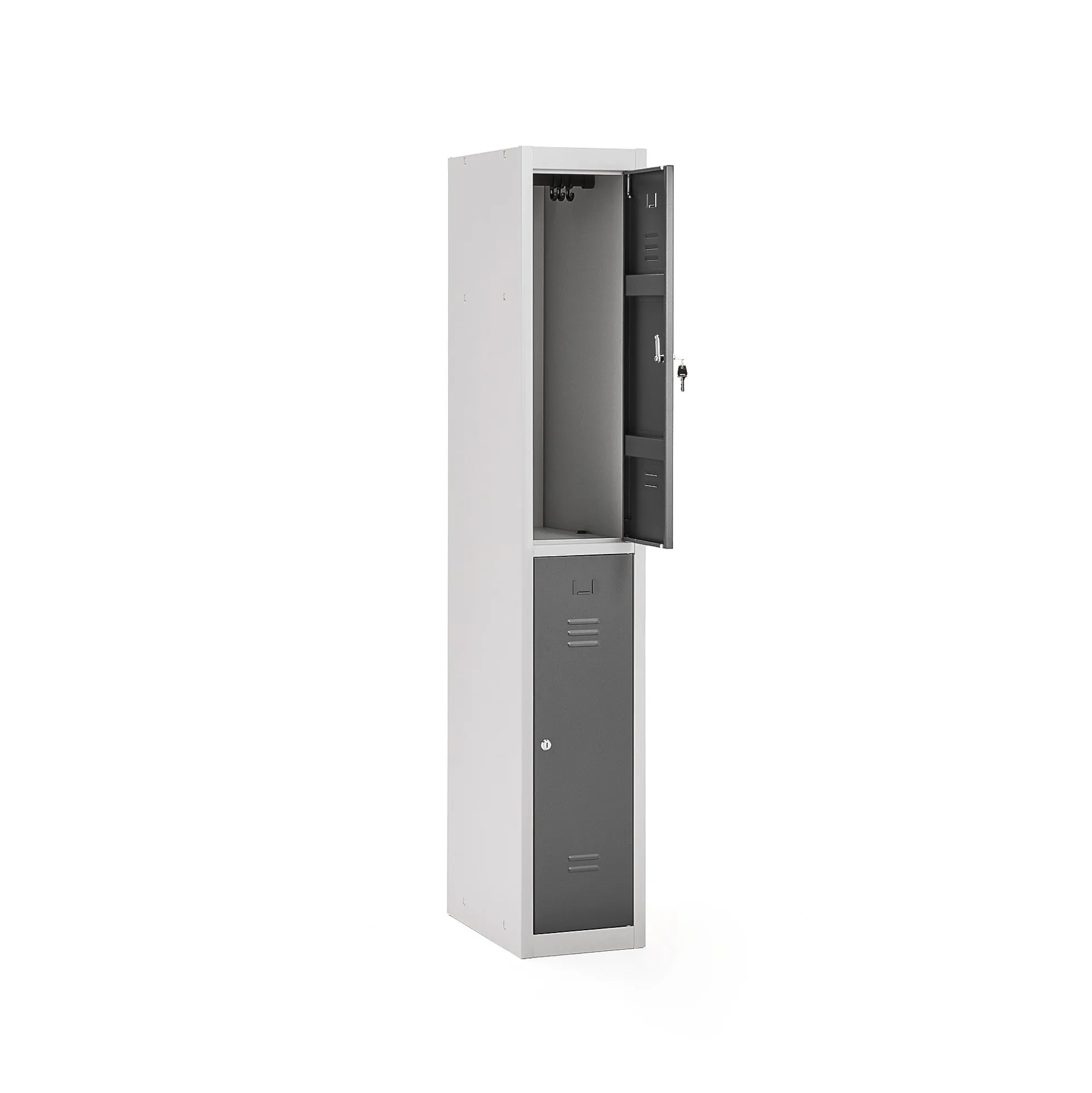 Pukukaappi CLICK 2 ovea, 1 osa, 1800x300x500 mm, harmaa runko, tummanharmaa ovi