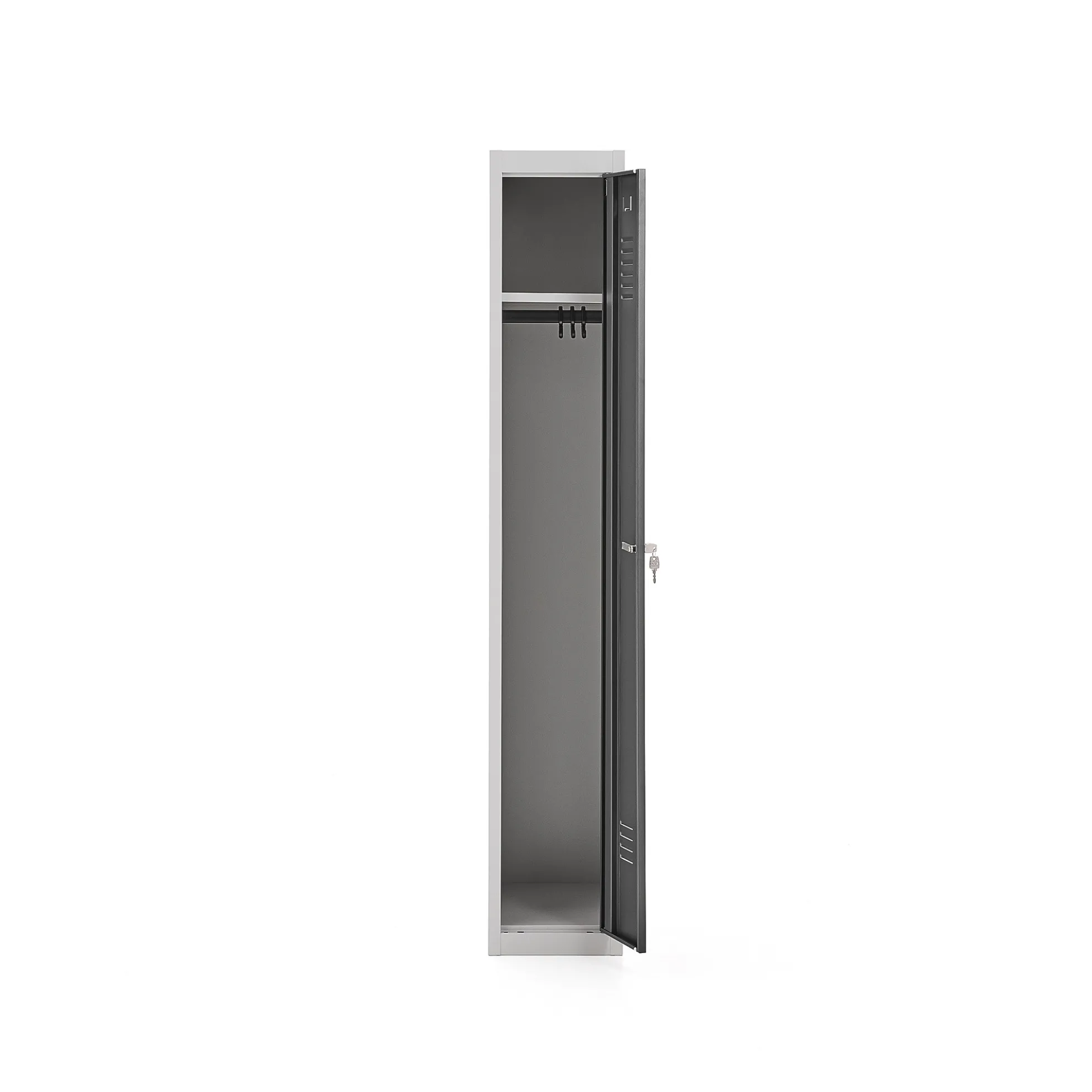 Pukukaappi CLICK 1 ovi, 1 osa 1800x300x500 mm, harmaa runko, tummanharmaa ovi