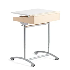 Pulpetti ACCESS Korkeussäädettävä, 650x550 mm, hopea, valkoinen ääntä vaimentava korkeapainelaminaatti