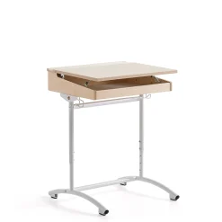 Pulpetti ACCESS Korkeussäädettävä, 650x550 mm, valkoinen, koivu ääntä vaimentava korkeapainelaminaatti