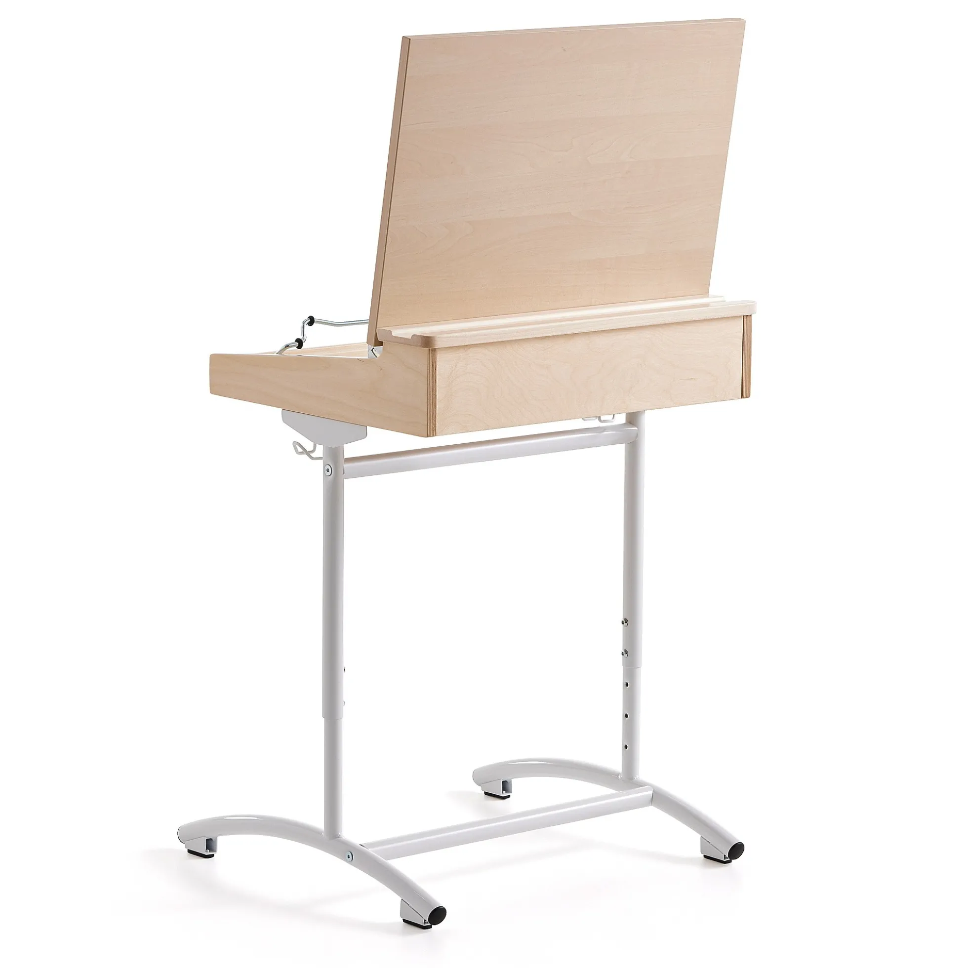Pulpetti ACCESS Korkeussäädettävä, 650x550 mm, valkoinen, koivu ääntä vaimentava korkeapainelaminaatti