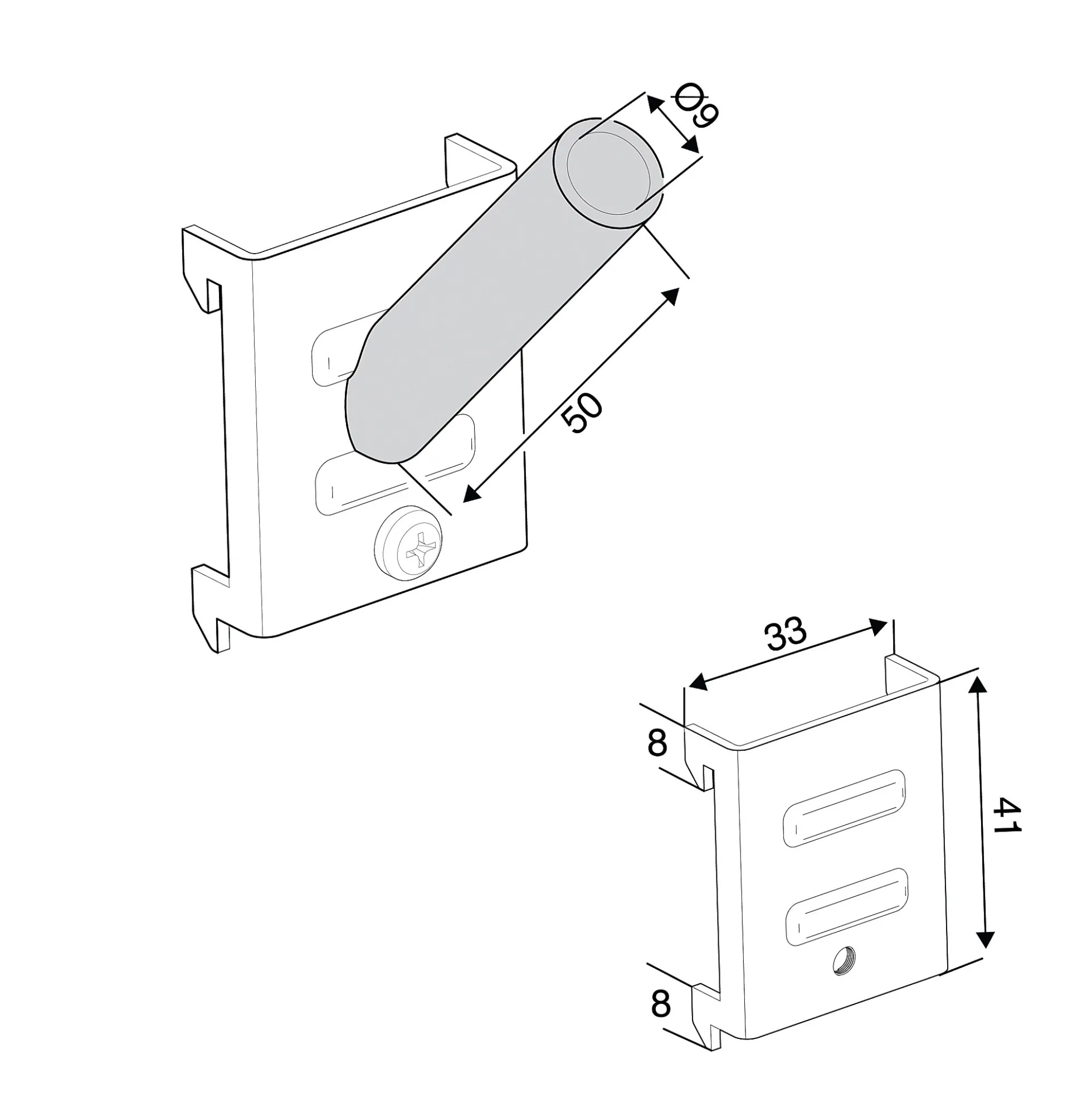 Putkipidike Kulmamalli, Ø 9 mm, 5 kpl/pkt