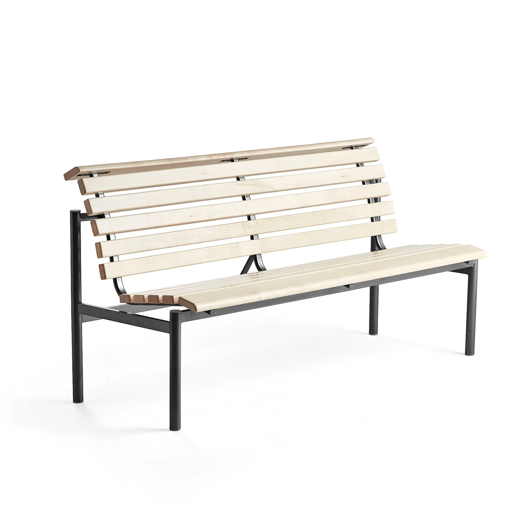 Puupenkki AURORA 1800x700x900 mm, musta jalusta, koivu