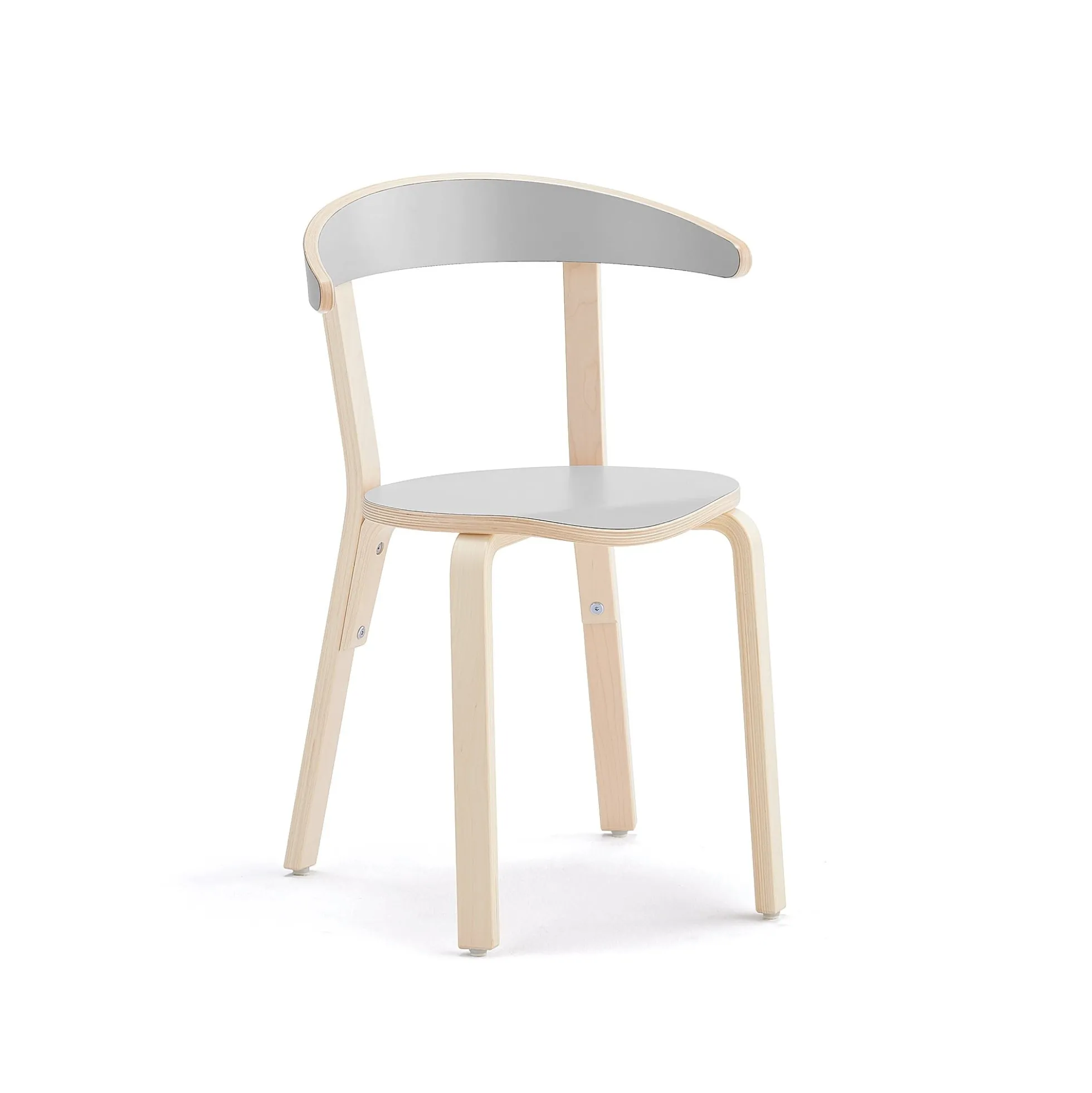 Puutuoli LINUS Korkeus: 450 mm, koivu, harmaa laminaatti