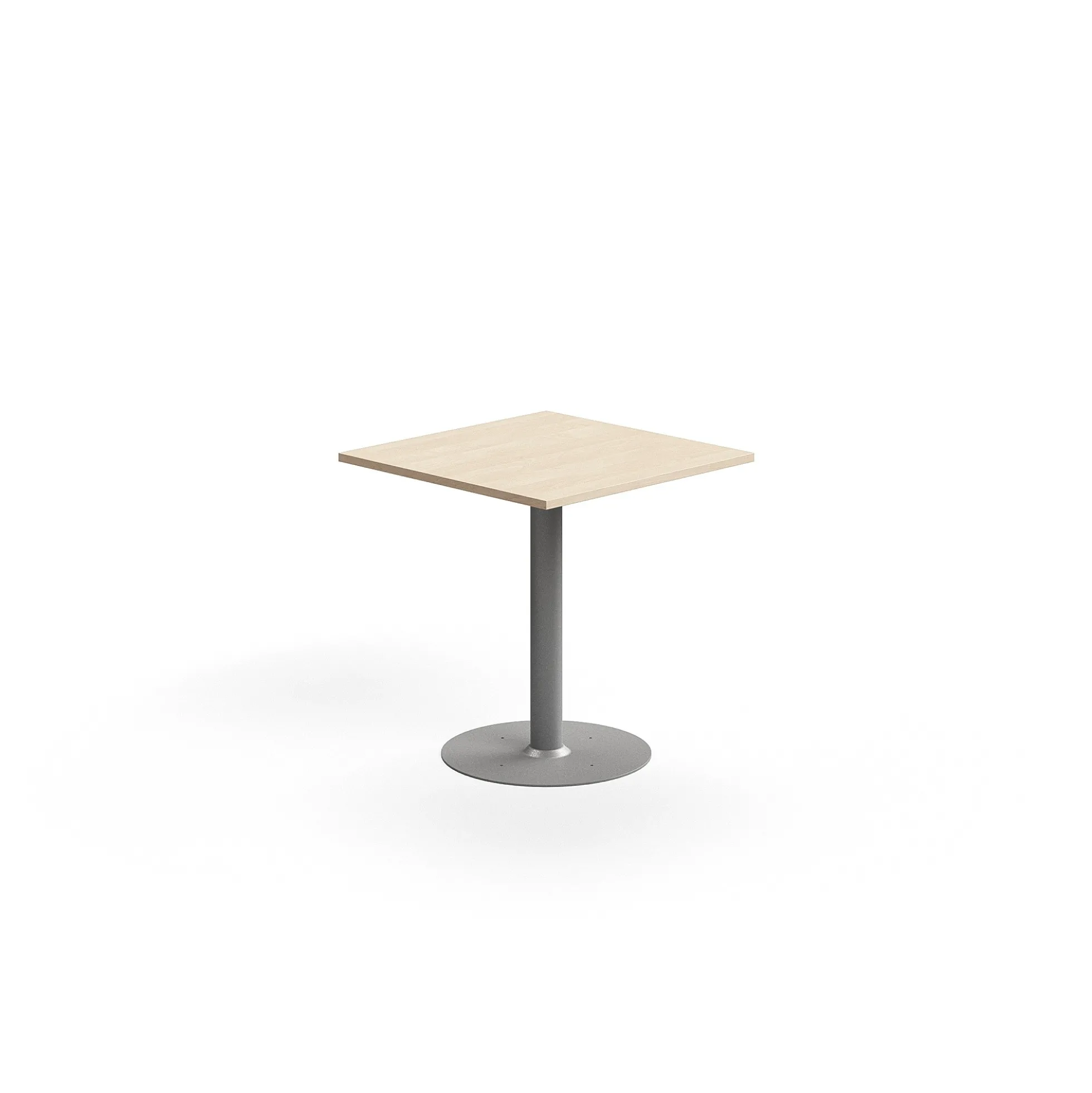 Pöytä ALVA 700x700x720 mm, lattiaan kiinnitettävä, korkeapainelaminaatti, hopea/koivu