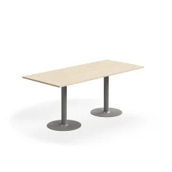 Pöytä ALVA 1800x800x720 mm, lattiaan kiinnitettävä, korkeapainelaminaatti, hopea/koivu