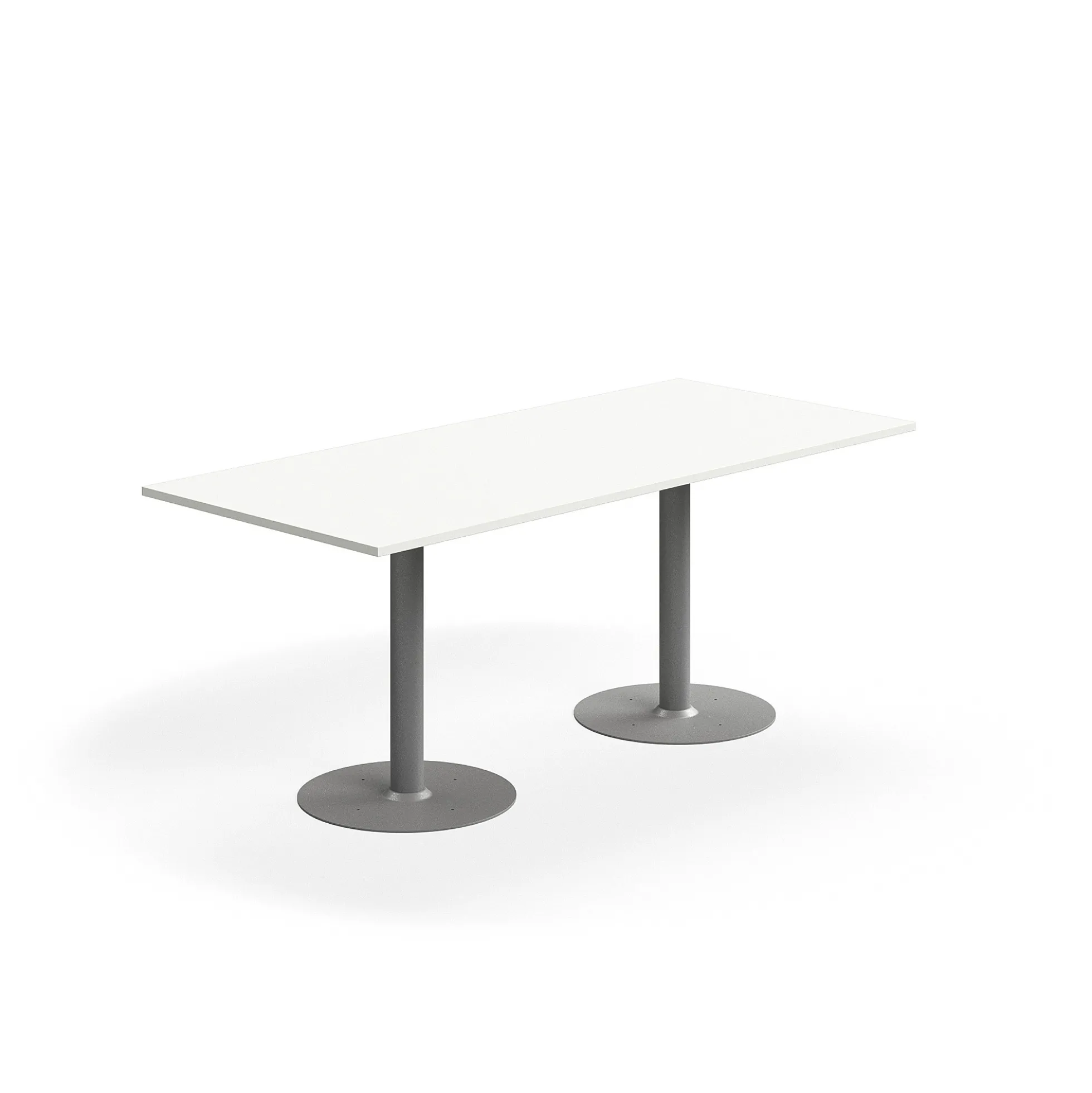 Pöytä ALVA 1800x800x720 mm, lattiaan kiinnitettävä, korkeapainelaminaatti, hopea/valkoinen
