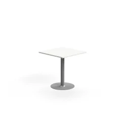 Pöytä ALVA 700x700x720 mm, lattiaan kiinnitettävä, korkeapainelaminaatti, hopea/valkoinen