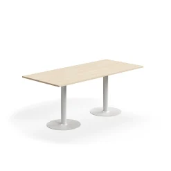 Pöytä ALVA 1800x800x720 mm, lattiaan kiinnitettävä, korkeapainelaminaatti, valkoinen/koivu