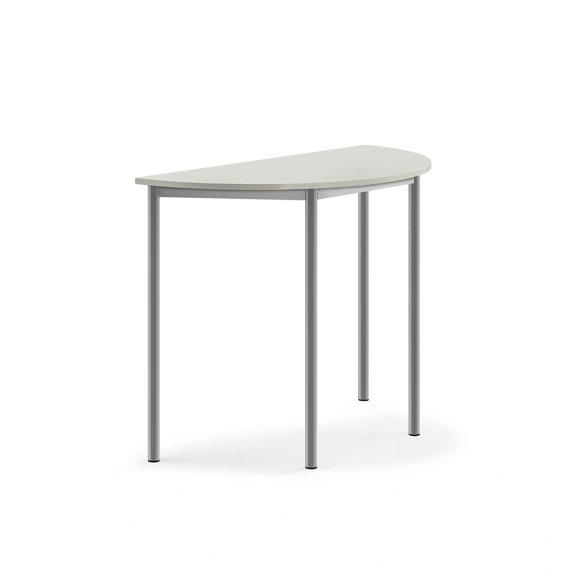 Pöytä BORÅS Korkeapainelaminaatti HPL, puoliympyrä, 1200x600x900 mm, harmaa, hopeanharmaa