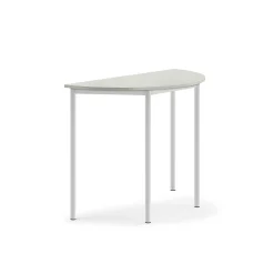 Pöytä BORÅS Korkeapainelaminaatti HPL, puoliympyrä, 1200x600x900 mm, harmaa, valkoinen