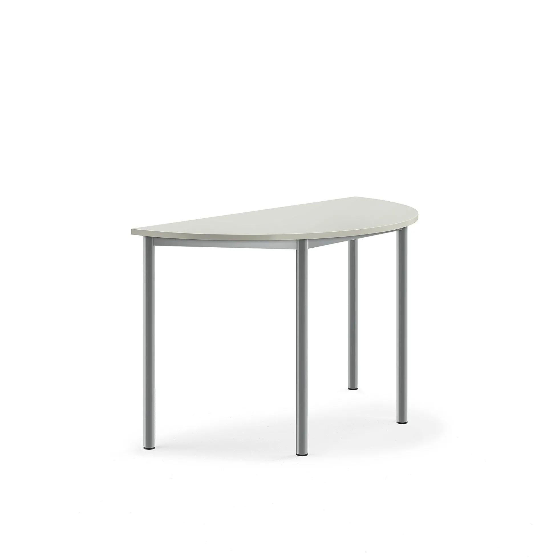 Pöytä BORÅS Korkeapainelaminaatti HPL, puoliympyrä, 1200x600x720 mm, harmaa, hopeanharmaa