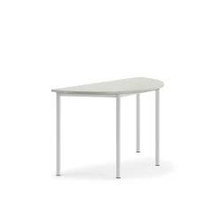 Pöytä BORÅS Korkeapainelaminaatti HPL, puoliympyrä, 1200x600x720 mm, harmaa, valkoinen