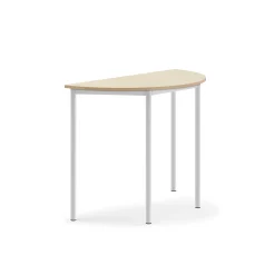 Pöytä BORÅS Korkeapainelaminaatti HPL, puoliympyrä, 1200x600x900 mm, koivu, valkoinen