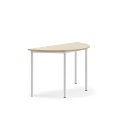 Pöytä BORÅS Korkeapainelaminaatti HPL, puoliympyrä, 1200x600x720 mm, koivu, valkoinen