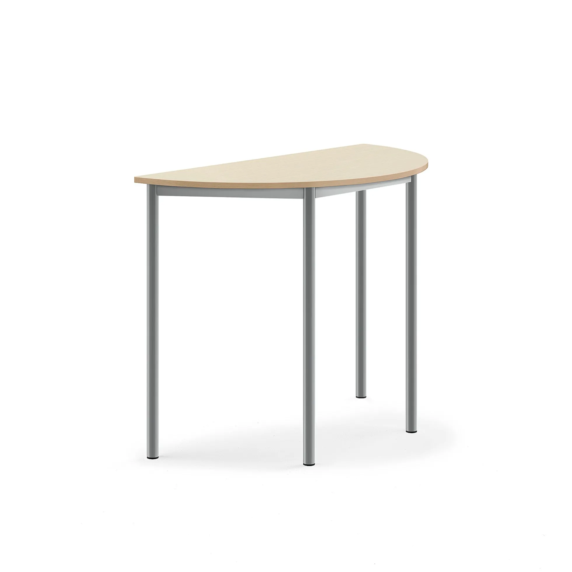 Pöytä BORÅS Korkeapainelaminaatti HPL, puoliympyrä, 1200x600x900 mm, koivu, hopeanharmaa