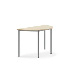Pöytä BORÅS Korkeapainelaminaatti HPL, puoliympyrä, 1200x600x720 mm, koivu, hopeanharmaa