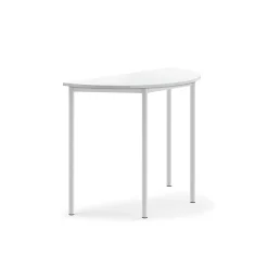 Pöytä BORÅS Korkeapainelaminaatti HPL, puoliympyrä, 1200x600x900 mm, valkoinen, valkoinen